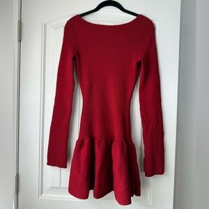 H&M red long sleeved dress with dropped waist